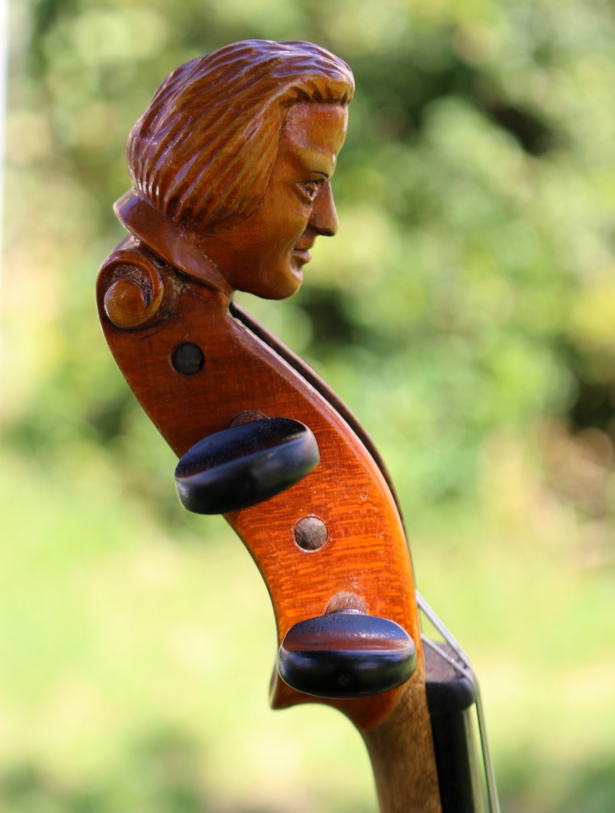 Antique violin with a carved head